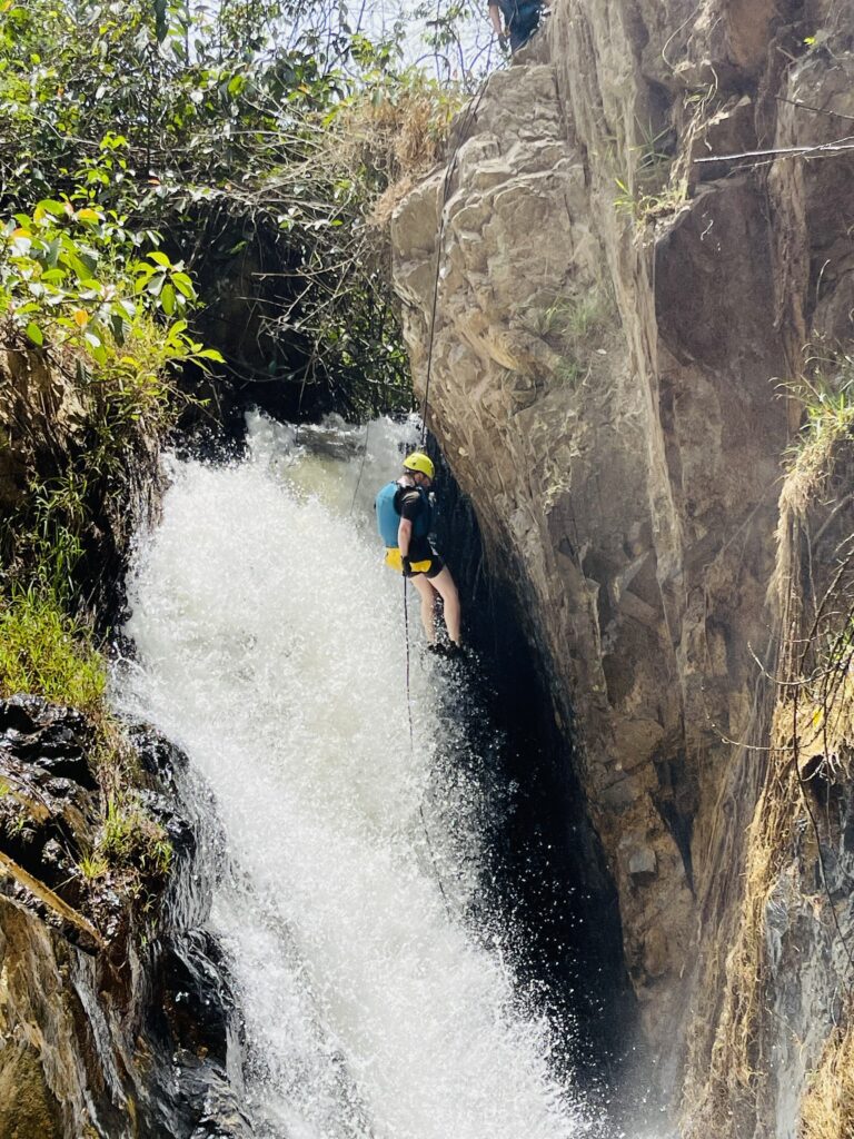 abseiling into the washing machine waterfall in da lat